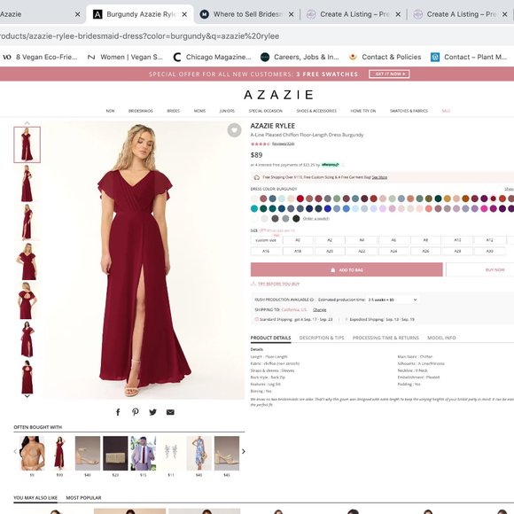 Burgundy Azazie Rylee Bridesmaid Dress (Never Worn) - Picture 1 of 4